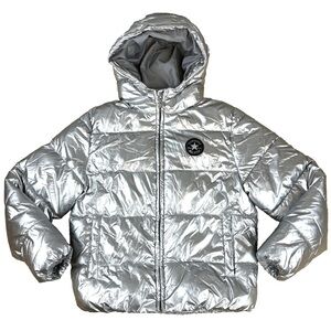Converse Chuck Taylor All Star Puffer Jacket Youth Size Medium Metallic Silver